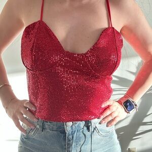 Red Sequin Women's Top